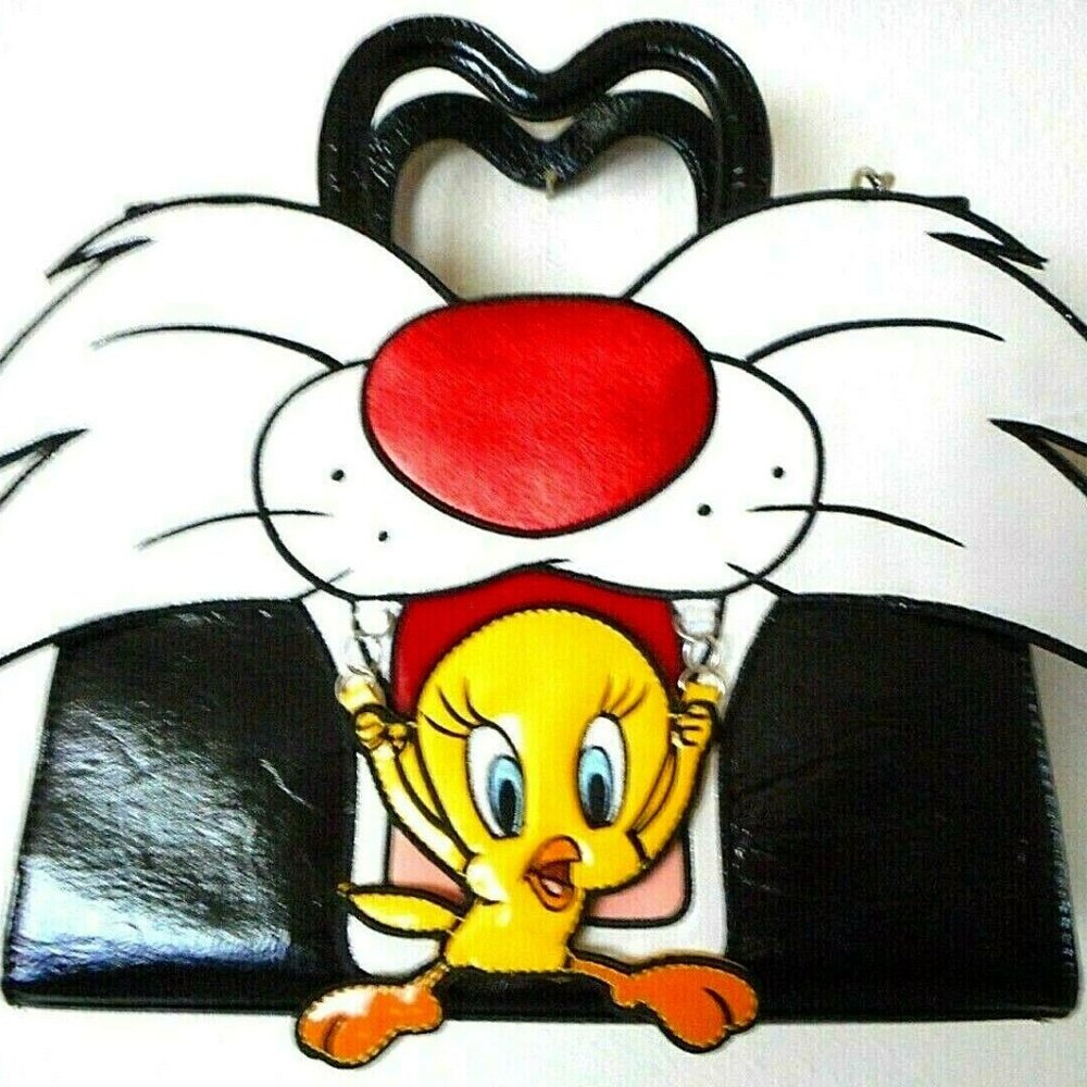 NEW RARE DANIELLE NICOLE LOONEY TUNES SYLVESTER & TWEETY Black Satchel Handbag